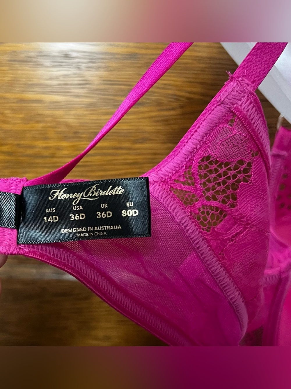 Honey Birdette Fuchsia Lace Strappy Underwire Bra - Picture 7 of 8